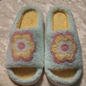 Floral Women's Sandals - Pastel Blue and Yellow